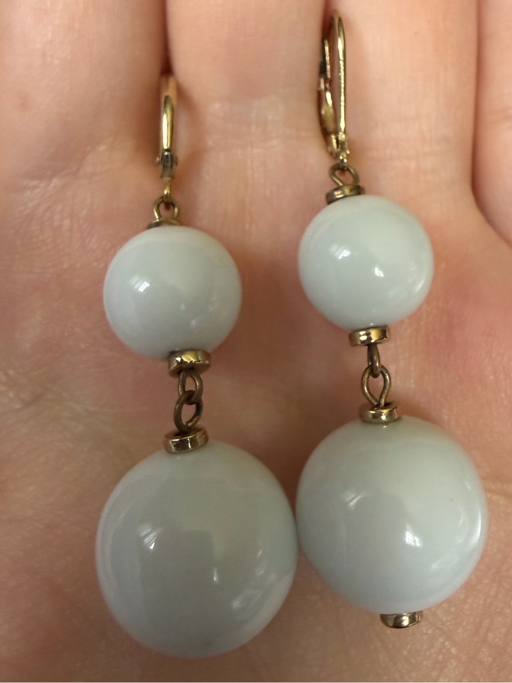 2/$20 White Double-Bead Drop Earrings - Elegant WomenJewelry
